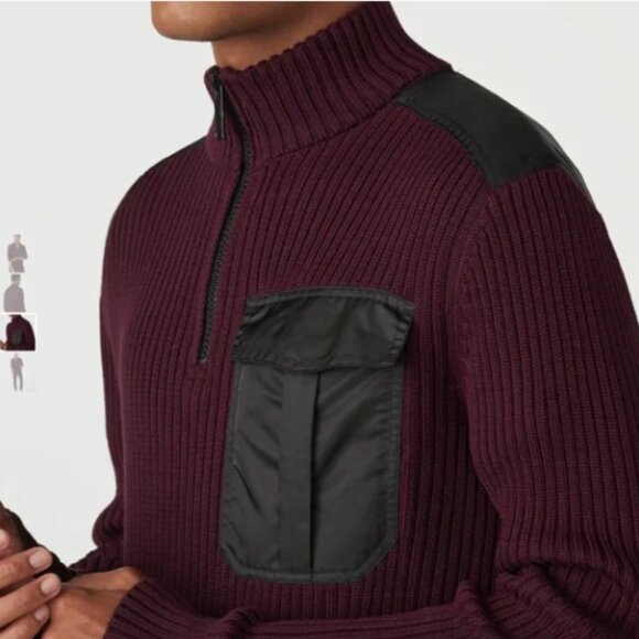 Karl Lagerfeld Ribbed Quarter Zip Sweater Medium - Picture 10 of 10